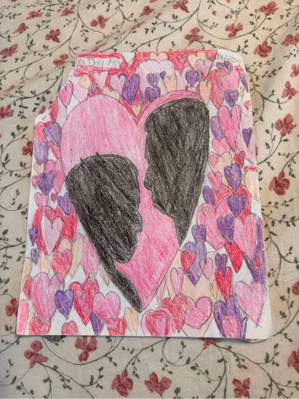 Hand-Drawn Heart Silhouette Artwork - Pink & Purple Hearts